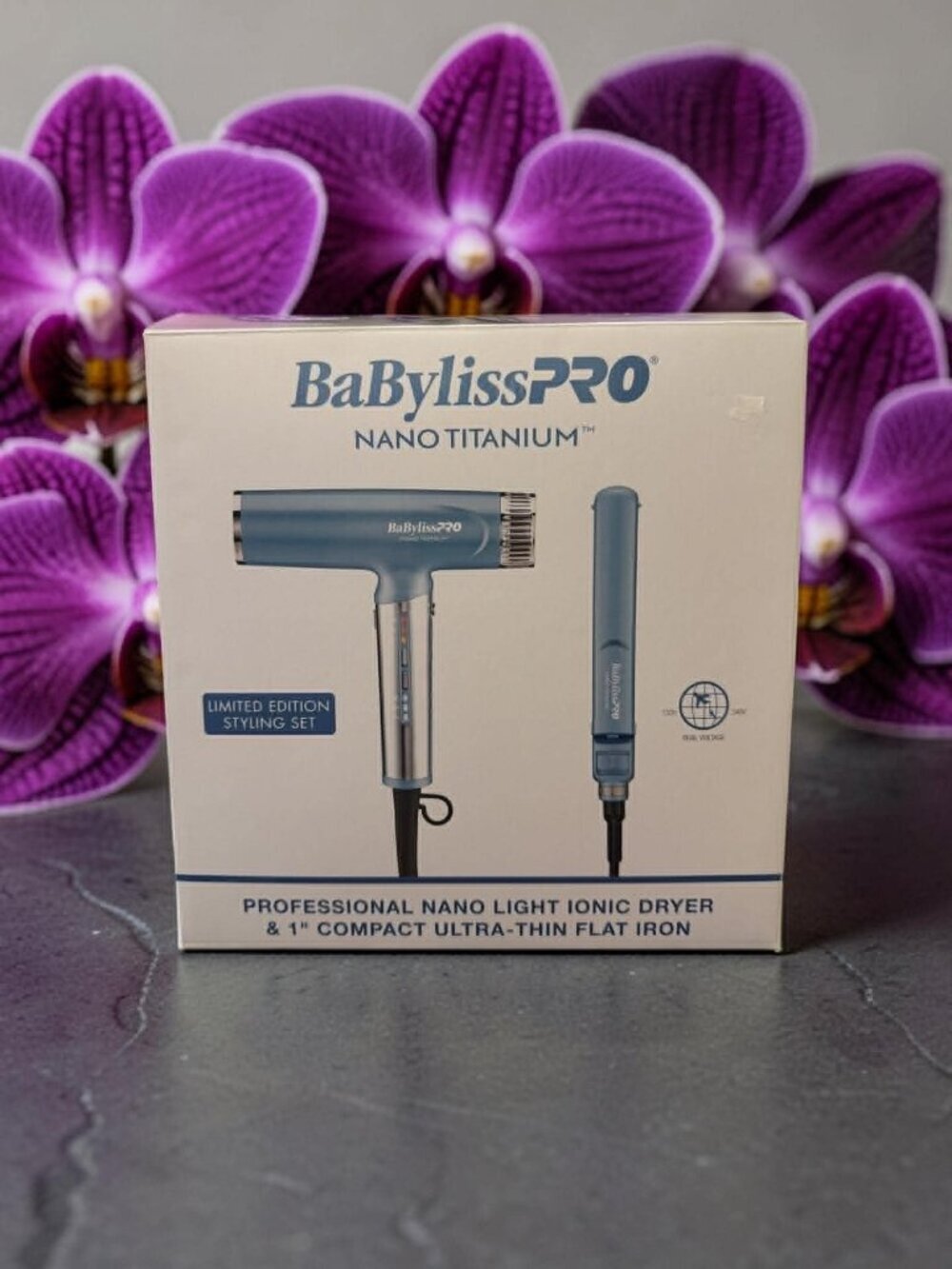 BabylisPro Nano Titanium Light Ionic Dryer & 1" Compact Ultra Thin Flat Iron